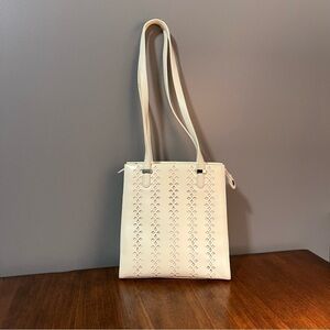 Dillards vintage Leather Ivory Purse
Perforated Diamond Pattern